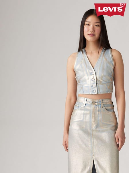 Levi's® Optical Illusion Silver Mona Denim Corset 100% Cotton Vest (830522) | € 47