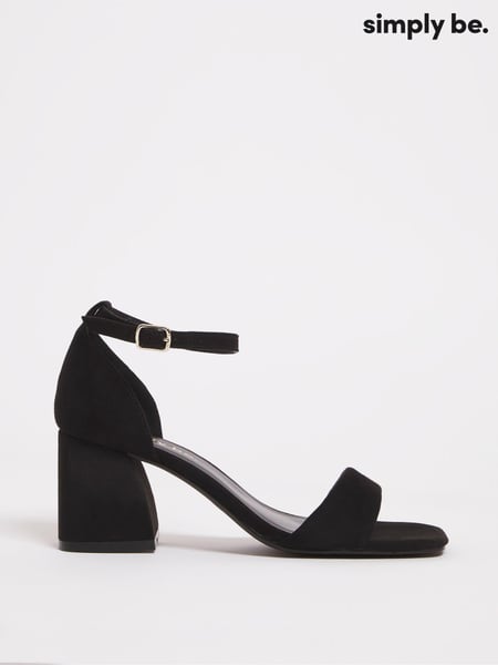 Simply Be Black Barely There Block Heel Sandals in Extra Wide Fit (830962) | € 45