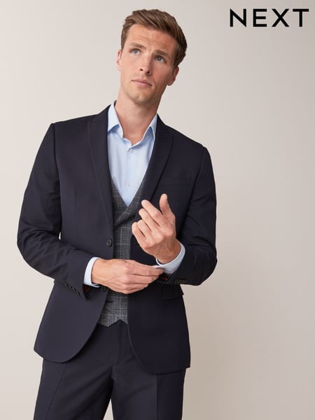 Navy Blue Regular Fit Two Button Suit Jacket (834824) | € 90