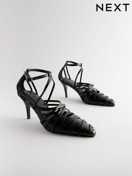 Black Forever Comfort® Cage Closed Point Toe Strappy Heels (835078) | € 27