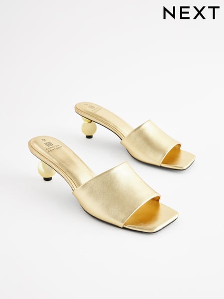 Gold Forever Comfort Square Toe Bubble Heel Mules (835428) | € 42