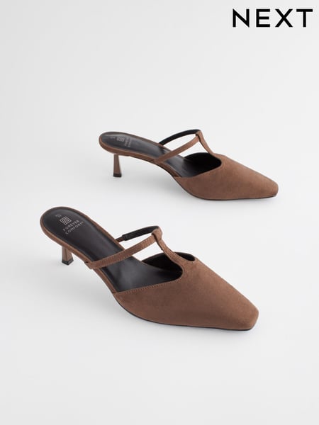 Brown Forever Comfort® Square Toe T-Bar Mules (835565) | € 26