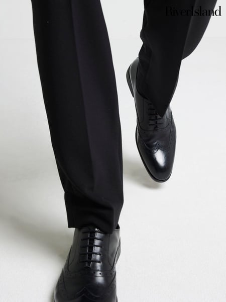 River Island Black Leather Lace Up Brogue Derby Shoes (839253) | € 70