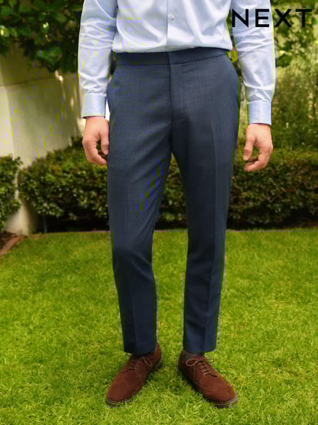 Blue Slim Fit Textured Wool Suit Trousers (840632) | € 82
