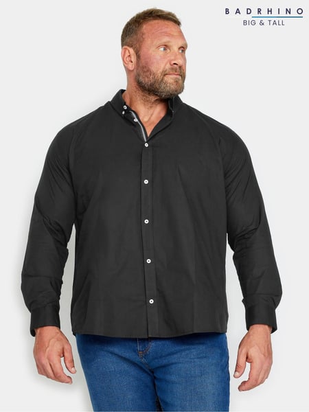 BadRhino Big & Tall Black 100% Cotton Poplin Long Sleeve Shirt (842932) | € 41