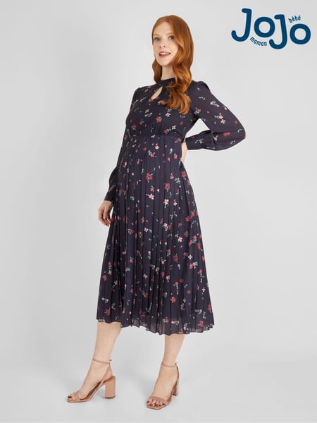 JoJo Maman Bébé Navy Floral Pleated Maternity Dress (852169) | € 111