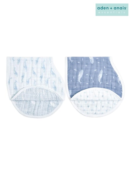 aden + anais Blue Cotton Muslin Oceanic Burpy Bibs 2 Pack (854605) | € 34