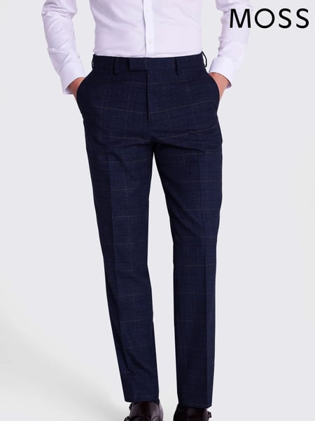 MOSS Navy Blue Tailored Check Suit: Trousers (856183) | € 140