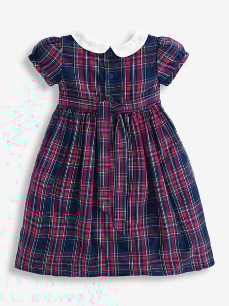 JoJo Maman Bébé Navy Smocked Tartan Party Dress (85T694) | € 57