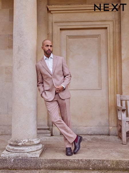 Pink Regular Fit Nova Fides Italian Wool Blend Suit: Trousers (861539) | € 17