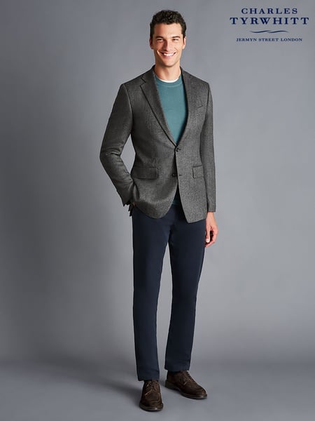 Charles Tyrwhitt Grey Herringbone Wool Texture Classic Fit Jacket (866479) | € 251