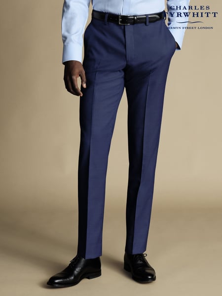 Charles Tyrwhitt Blue Slim Fit Sharkskin Ultimate Performance Suit Trousers (871329) | € 203