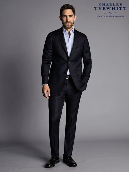 Charles Tyrwhitt Black Slim Fit Italian Luxury Suit Trousers (871552) | € 265