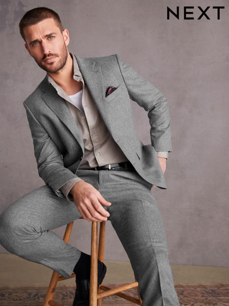 Grey Slim Fit Signature Tollegno Italian Wool Suit Jacket (872288) | € 56