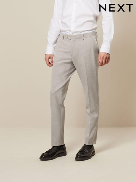 Light Grey Skinny Fit Pipe Trimmed Suit: Trousers (872528) | € 12