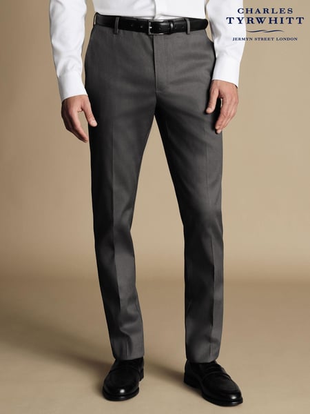 Charles Tyrwhitt Grey Classic Fit Smart Texture Trousers (872717) | € 125