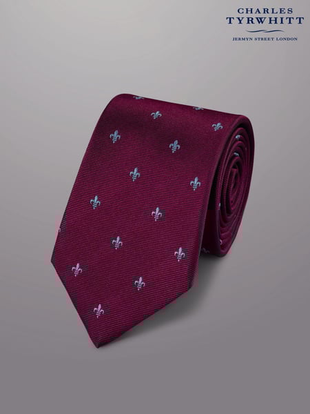 Charles Tyrwhitt Purple Fleur De Lys Silk Stain Resist Tie (873036) | € 55