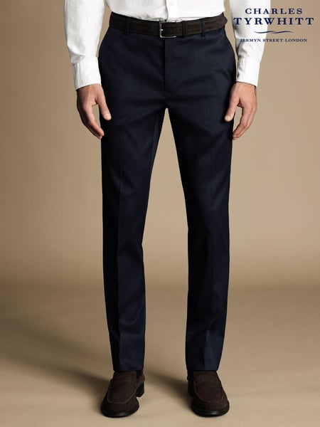 Charles Tyrwhitt Blue Classic Fit Smart Texture Trousers (873328) | € 125
