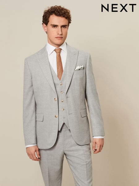 Grey Tailored Fit Textured Suit Jacket (874948) | € 23