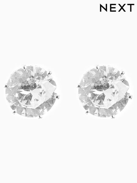 Silver Tone Cubic Zirconia Large Stud Earrings (875294) | € 7