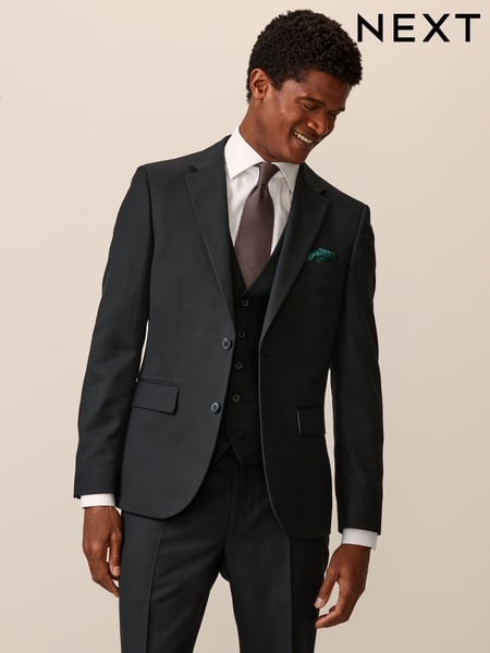 Black Slim Fit Textured Suit Jacket (875810) | € 96
