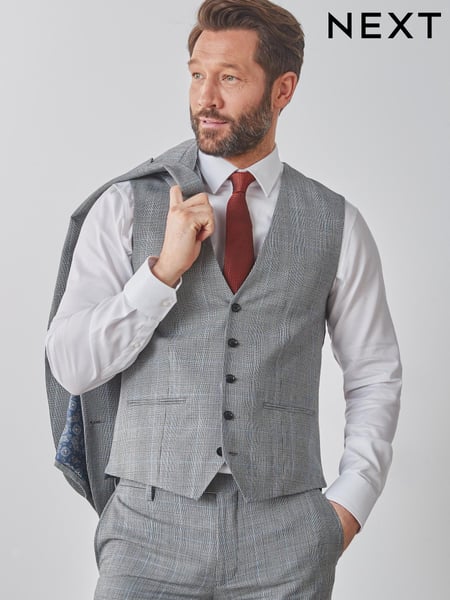 Grey Check Signature Empire Mills 100% Wool Check Suit: Waistcoat (876760) | € 29