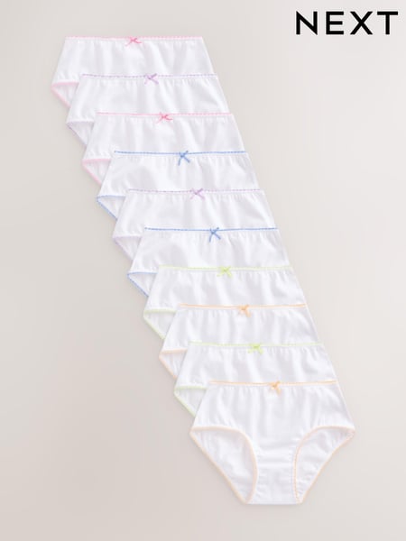White Heart Lace Trim Briefs 10 Pack (1.5-16yrs) (879663) | € 16 - € 23