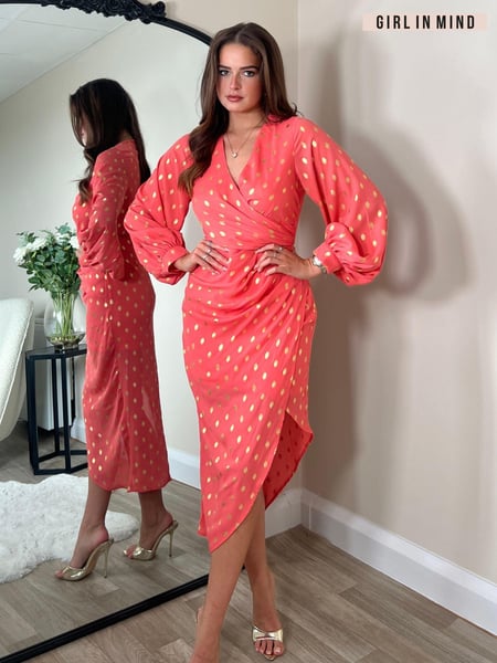 Girl In Mind Pink Elsa Long Sleeve Wrap Asymmetric Dress (880269) | € 34