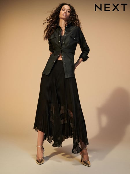 Black Sheer Mesh Chiffon Midi Skirt (881267) | € 23