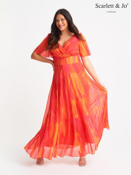 Scarlett & Jo Orange Curve Isabelle Angel Sleeve Maxi Dress (881393) | € 148