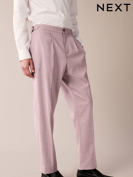 Pink Slim Tapered Textured Side Adjuster Trousers (882643) | € 10