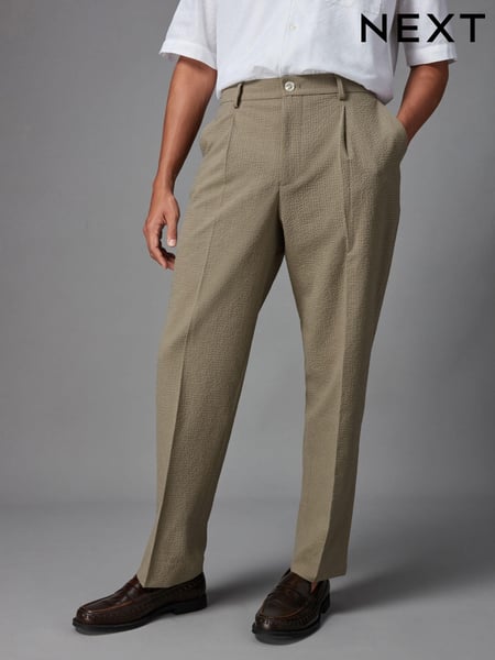 Green Relaxed Fit Seersucker Suit Trousers (882797) | € 12