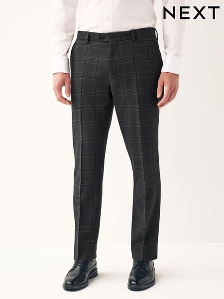 Charcoal Grey Regular Fit Check Suit Trousers (885076) | € 33