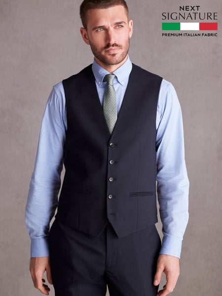 Navy Blue Signature Tollegno Suit Waistcoat (885564) | € 90