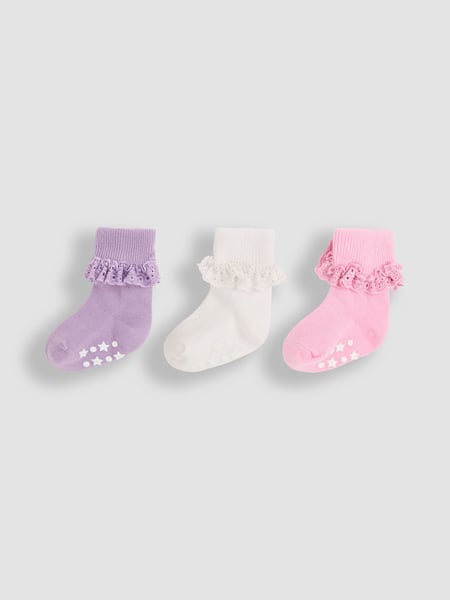 JoJo Maman Bébé Lilac Pastel 3-Pack Frilly Socks (887422) | € 15
