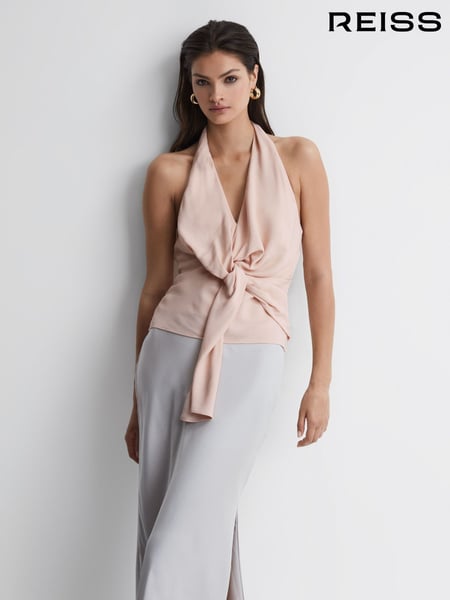 Reiss Nude Freda Tie Halter Neck Blouse (890536) | € 215
