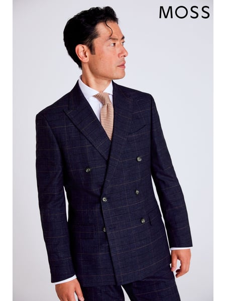 MOSS Navy Blue Tailored Check Jacket (890635) | € 248