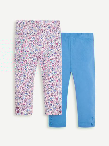 JoJo Maman Bébé Periwinkle Blue Ditsy & Blue Girls' 2-Pack Leggings (8910L4) | € 34