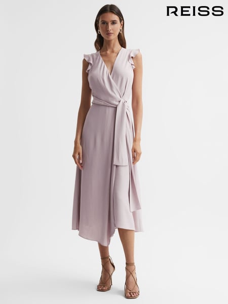 Reiss Lilac Willow Wrap Tie Midi Dress (891664) | € 356