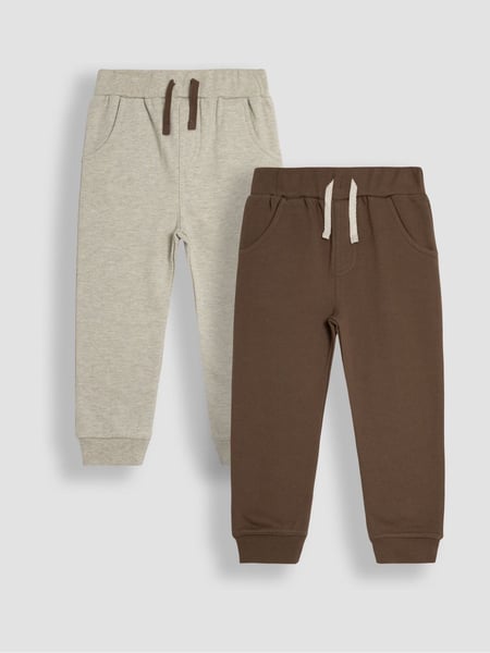 JoJo Maman Bébé Brown & Natural 100% Cotton Joggers 2 Pack (893756) | € 34