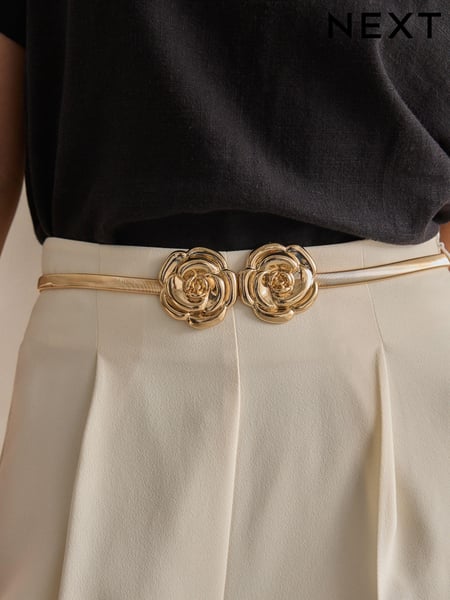 Gold Corsage Flower Skinny Stretch Belt (895387) | € 10