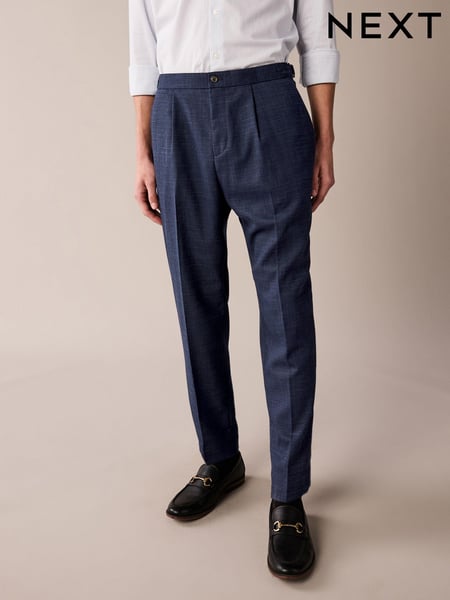 Navy Blue Textured Side Adjuster Trousers (895981) | € 10