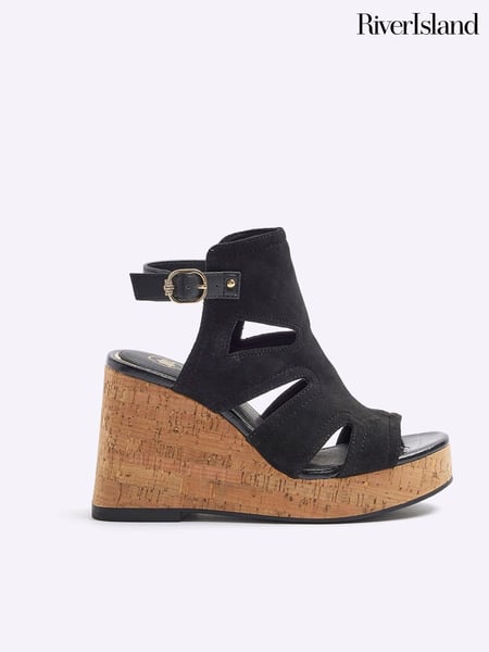 River Island Black Cut-Out Wedge Shoes Boots (899953) | € 15
