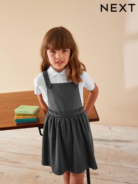 Grau - Jersey Stretch Frill Detail School Pinafore (3-14yrs) (900280) | 16 € - 20 €