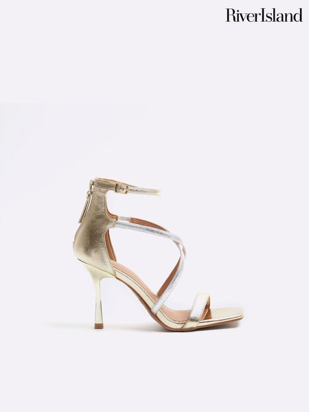 River Island Gold Closed Cross Strap Sandals (900610) | € 55
