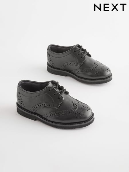 Black Wide Fit (G) Smart Leather Brogues Shoes (903954) | € 16 - € 17