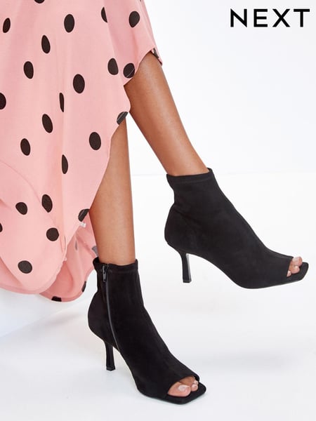 Black Forever Comfort® Peep Toe Heeled Shoe Boots (904607) | € 31