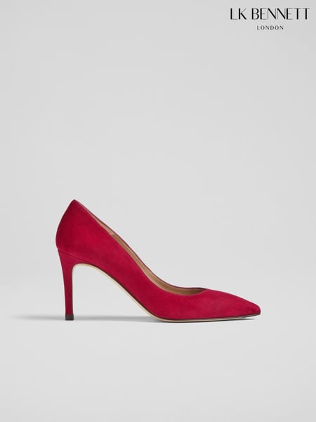 LK Bennett Pink Floret Bright Suede Pointed Toe Courts (906807) | € 155