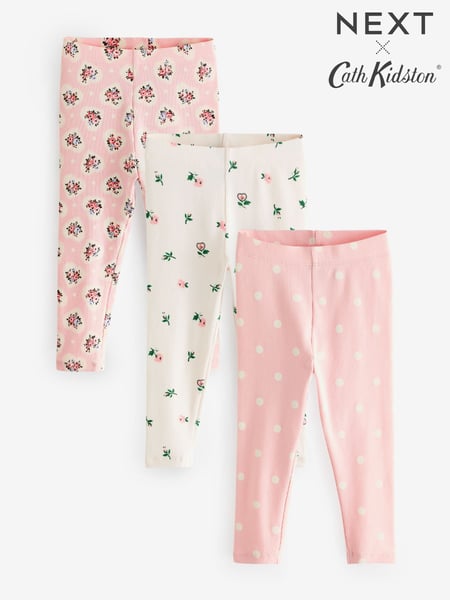Cath Kidston Pink Floral Ribbed Leggings 3 Pack (3mths-7yrs) (911500) | € 24 - € 30