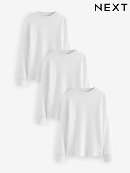 White 100% Cotton Long Sleeve T-Shirts 3 Pack (1.5-16yrs) (912851) | € 17 - € 24